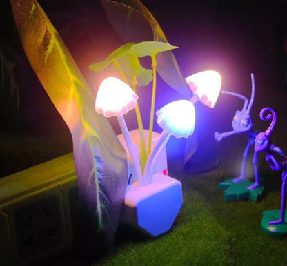 LED Mushroom Night Light – Automatic Sensor Lamp for Bedroom, Nursery & Home (Random Colors)