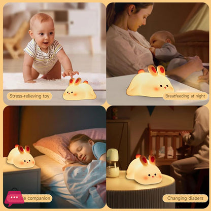 Silicone Rabbit Night Lamp – Rechargeable Touch Sensor LED Bunny Light for Kids & Bedrooms