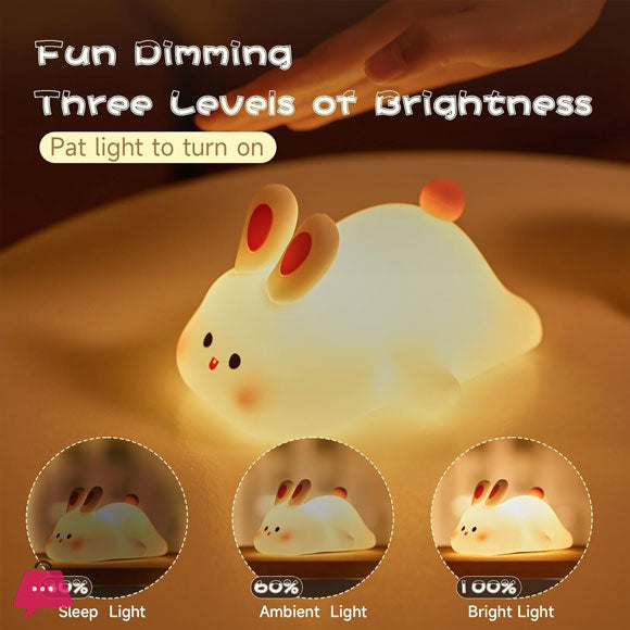 Silicone Rabbit Night Lamp – Rechargeable Touch Sensor LED Bunny Light for Kids & Bedrooms