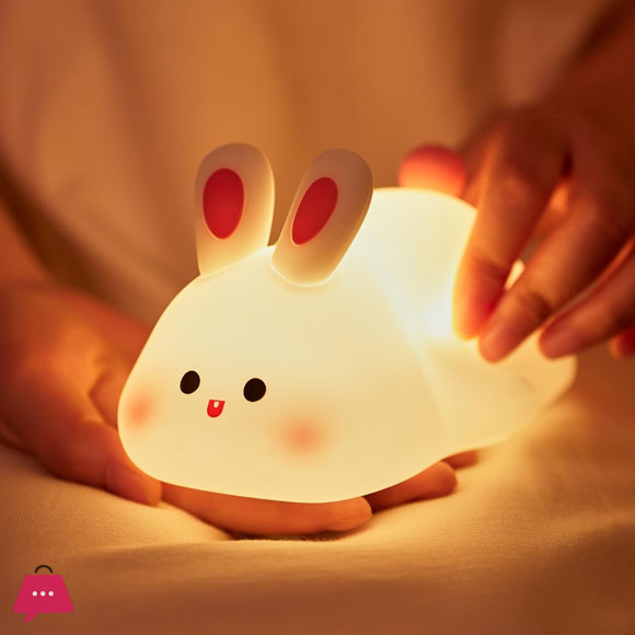 Silicone Rabbit Night Lamp – Rechargeable Touch Sensor LED Bunny Light for Kids & Bedrooms