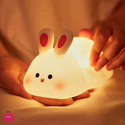 Silicone Rabbit Night Lamp – Rechargeable Touch Sensor LED Bunny Light for Kids & Bedrooms