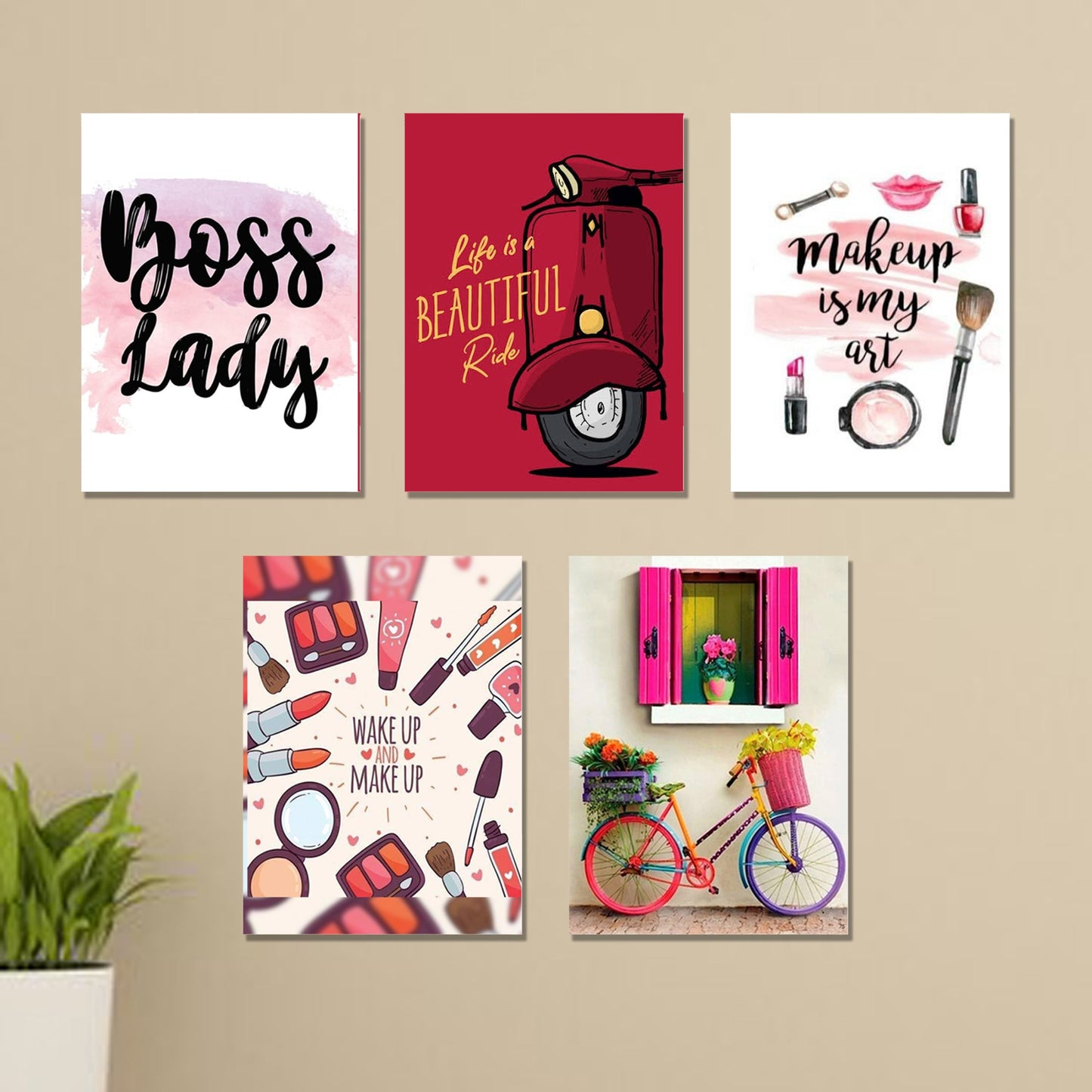 Set of 5 Premium Wall Art Photo Tiles – Modern Home & Office Wall Décor (8×11")
